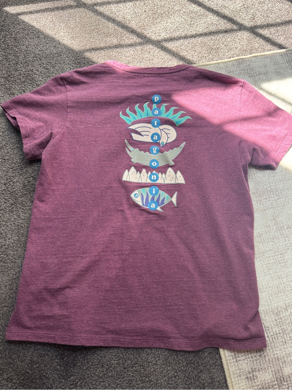 Patagonia Women’s S Burgundy Graphic Print Logo Crew Neck Short Sleeve T-Shirt